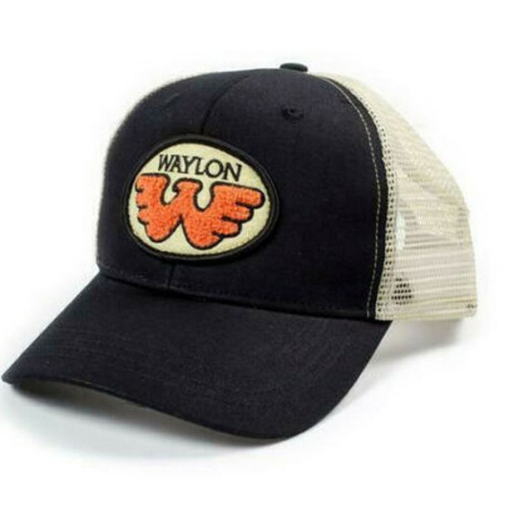Waylon Jennings Patch Truckers Hat Adult One Size Two Tone color Cap